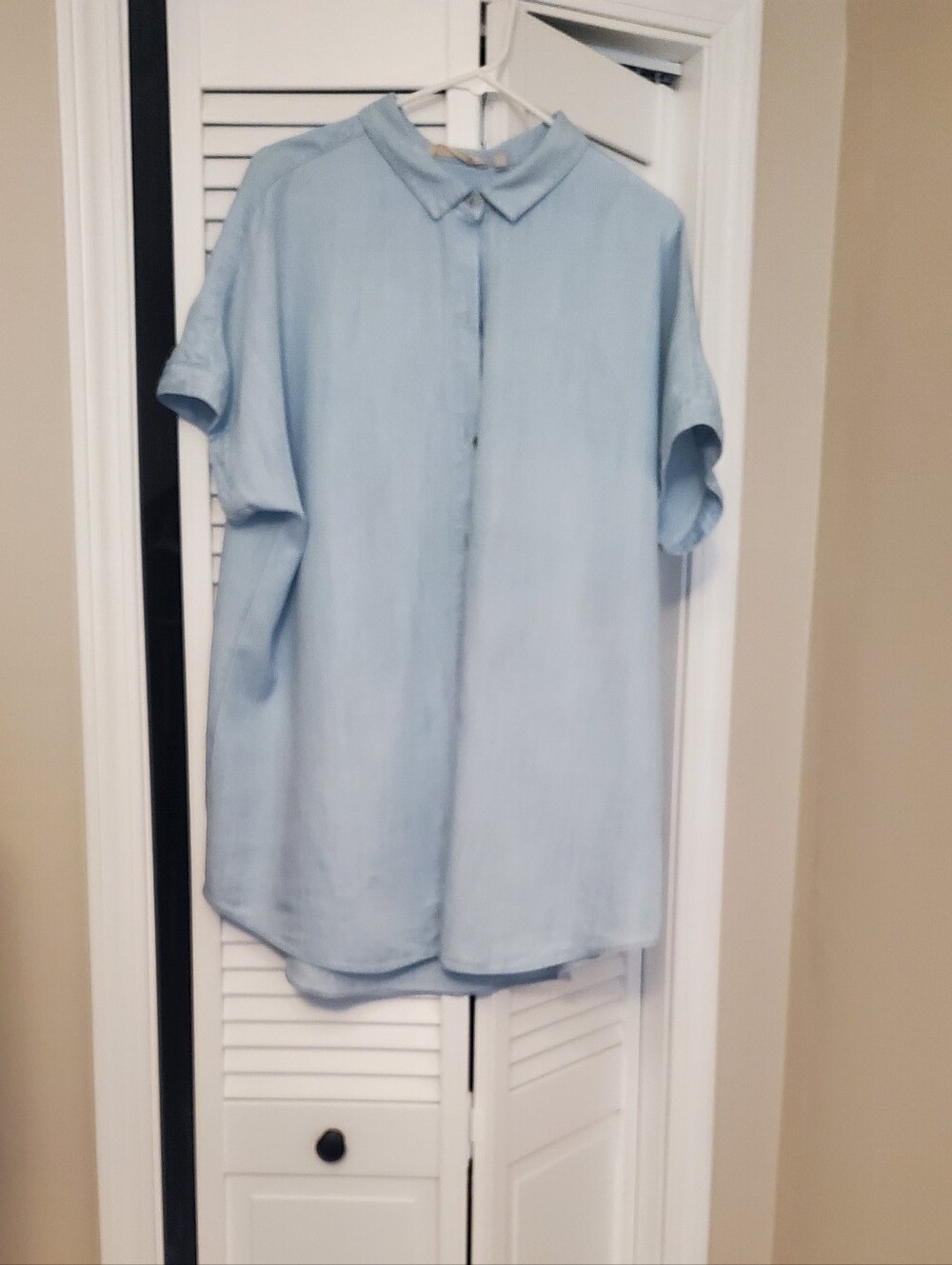 Soft Surrounding Light Blue Short-Sleeve Button-Up Shirt